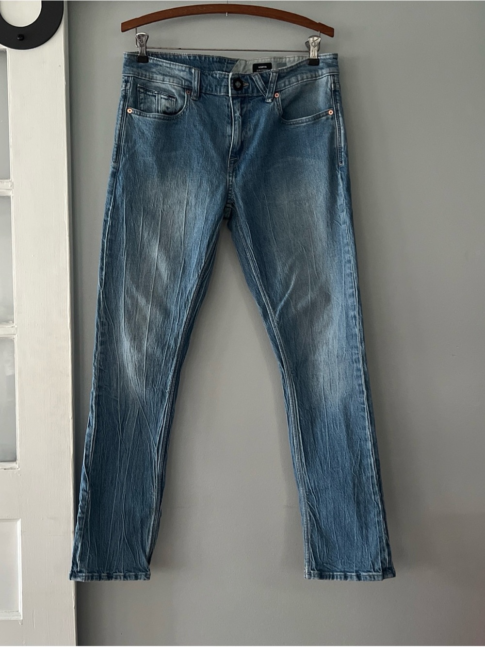 Volcom Vorta Slim Straight Jeans Blue Denim Cotton Inseam 29.5 in See Details